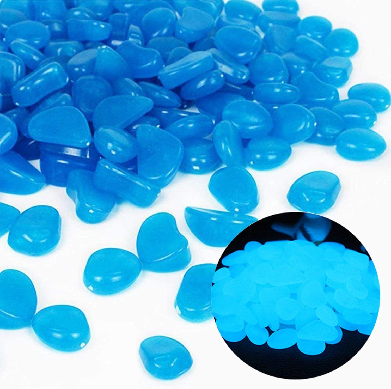 Fish Aquarium Home - Rocas para pecera, guijarros azules brillantes