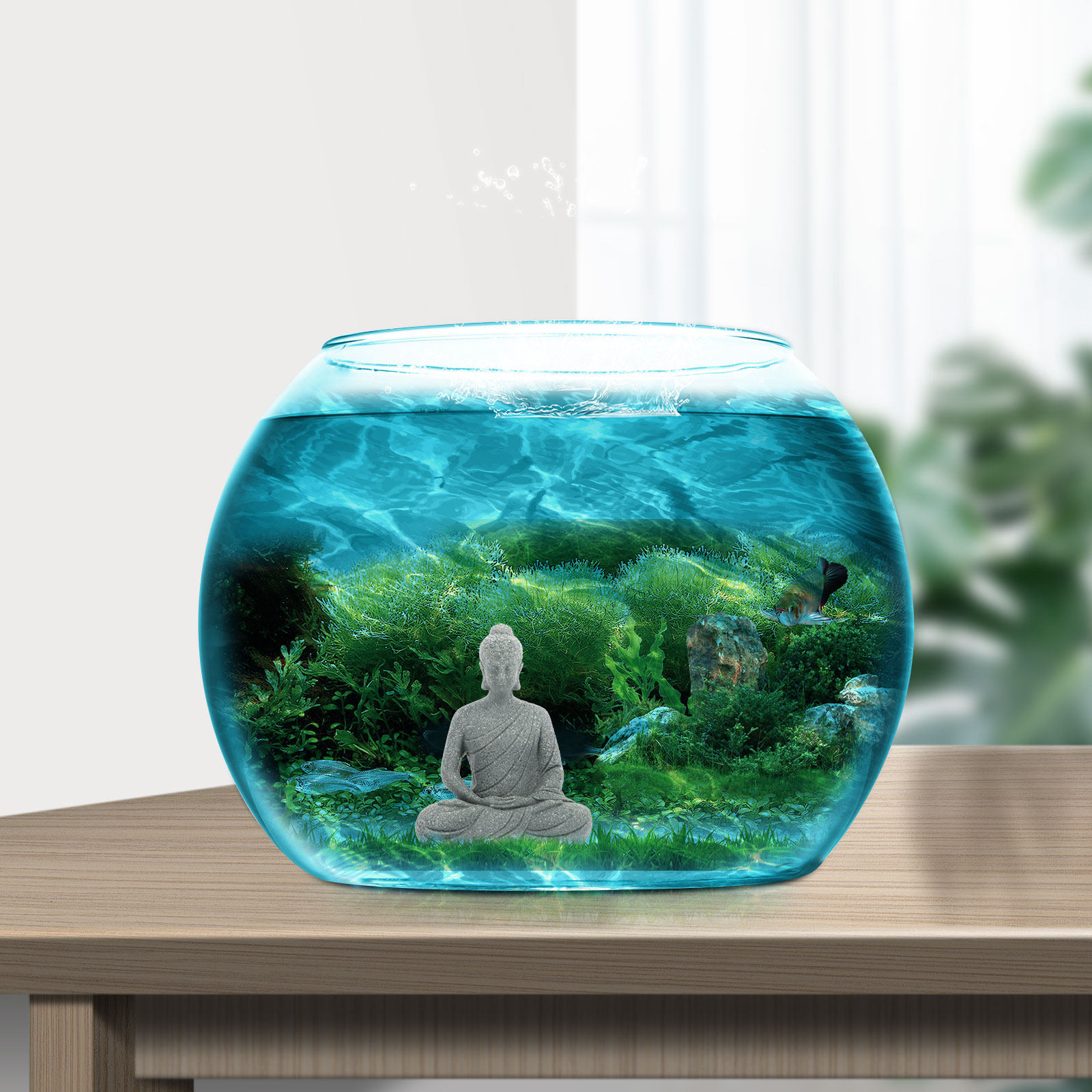 Mini Estatua de Buda de Resina - Aquarium Mini Fish reseña y precio
